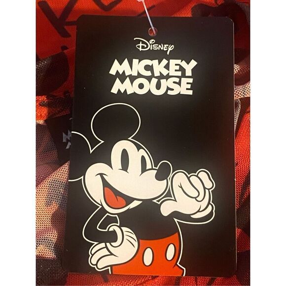 Disney Mickey Mouse Womens Red Mesh Long Sleeve Graphic T-Shirt Size Large NWT - Picture 5 of 6